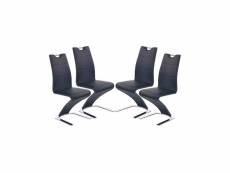 Ingrid lot de 4 chaises design en cuir synthétique - noir
