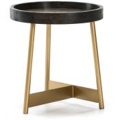 Les Tendances - Table d'appoint ronde bois foncé et métal doré Kairi