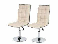 Lot de 2 chaises de salle à manger hauteur réglable en synthétique crème cds04075