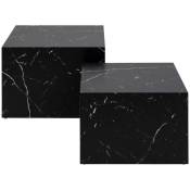 Lot de 2 tables basses carrées effet marbre - Papilio - Couleur - Noir