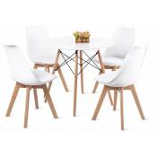 Lot de 4 chaises design contemporain nordique scandinave Blanc,chaises de cuisine en bois