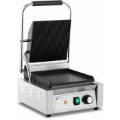 Machine à panini toaster électrique plancha électrique professionnelle rainurée + lisse 1 800 watts acier inoxydable - Argenté