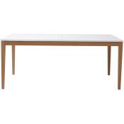 Miliboo - Table à manger scandinave extensible blanche pieds bois rectangulaire L180-260 cm delah - Bois clair / blanc