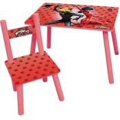 Miraculous Ladybug Table h 41,5 cm x l 61 cm x p 42 cm avec une chaise h 49,5 cm x l 31 cm x p 31,5 cm - Pour enfant - Fun House