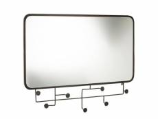 Miroir rectangulaire avec portants en métal 62,5x82cm