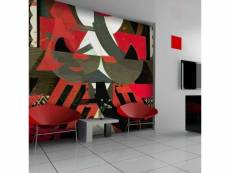 Papier peint intissé abstractions composition artistique en rouge taille 250 x 193 cm PD13134-250-193