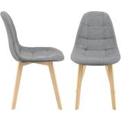 Réglez 2 chaises de tissu rembourrées dans la salle à manger salon des jambes en bois Couleur : gris clair