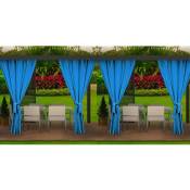 Rideaux D'extérieur Bleu Rideau 4x155x240cm Rideau pour Pergola Imperméable Rideau Exterieur pour Terrasse Rideau Pare-Soleil pour Balcon