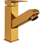 Robinet de lavabo rétractable de salle de bain mitigeur de lavabo mitigeur de salle de bain finition maison intérieur finition 17,2 cm dorée - Or