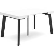 Skraut Home - Table console extensible, Console meuble, 140, Pour 6 personnes, Pieds en bois, Style moderne, Blanc