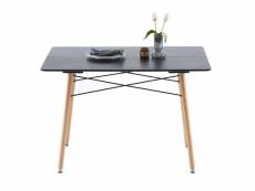 Table à manger rectangulaire de style scandinave mat noir pour 4 à 6 personnes - 110 x 70 x 73 cm