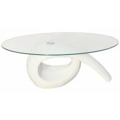 Table basse de salon salle à manger design blanche verre 115 x 64 cm - Transparent