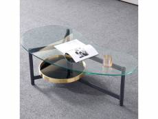 Table basse design arrondi smoke - verre