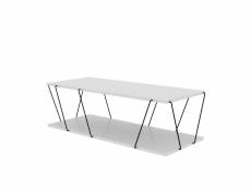 Table basse milanda 120x50cm métal noir et bois blanc