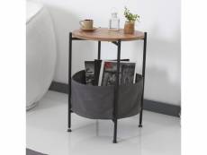 Table d'appoint suonenjoki avec panier de rangement 59 x 47 cm noir effet noyer gris [en.casa]