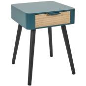 Table de chevet 1 tiroir en mdf - Longueur 48 Largeur 35 Hauteur 40cm - Bleu