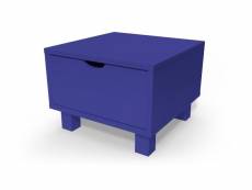 Table de chevet bois cube + tiroir bleu foncé CHEVCUB-DF