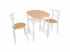 Table de cuisine ensemble 1 table et 2 chaises hombuy salle à manger en mdf cadre fait de tubes en acier