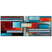Tableau bois panorama, cv 58 - 140 x 45 cm - Bleu