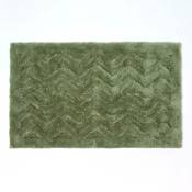 Tapis de bain antidérapant zigzag en relief en 100% Microfibre Vert, 50 x 80 cm - Vert - Homescapes