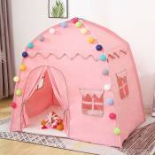 Tente de Jeux- Maison de jeu, 135x105x125cm, Petite maison pliable, adaptée à l'intérieur et à l'extérieur- Rose