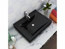 Vasque à poser en céramique noir perçage pour la robinetterie 60x46cm 140687