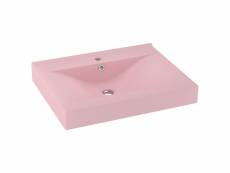 Vidaxl lavabo avec trou de robinet rose mat 60x46 cm céramique 147021
