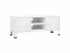 Vidaxl meuble tv industriel blanc 105x35x42 cm métal