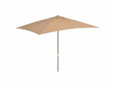 Vidaxl parasol d'extérieur avec mât en bois 200 x 300 cm taupe