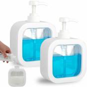 2 distributeurs de savon liquide pour les mains et la vaisselle de cuisine, distributeur de savon de salle de bain de 300 ml, gel douche et
