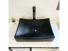 Agata - vasque rectangulaire à poser - vasque rectangulaire en céramique - robuste et raffinée - entretien facile - noir