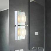 Applique led applique en verre lampe de couloir lampe de salon chromée avec plaque de verre, finition satinée claire, 2x 5W 360lm blanc chaud, LxPxH