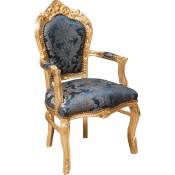 Biscottini - Fauteuil lit Fauteuil rembourré Fauteuil tapissé avec accoudoirs en bois Chaise de chambre 60X60X107 cm Style français Louis xvi - bleu