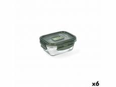 Boîte à lunch hermétique luminarc pure box 380 ml 12 x 9 cm vert foncé verre (6 unités)
