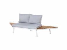 Canapé d'extérieur 2 places bois-aluminium blanc