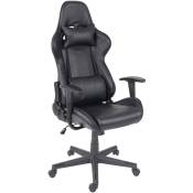 Chaise de bureau HHG 540 chaise pivotante, fauteuil de jeu en ligne, fauteuil directorial, similicuir noir - black