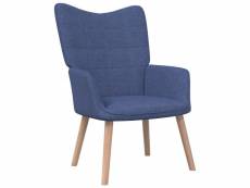 Chaise de relaxation et tabouret 62x68,5x96 cm bleu tissu