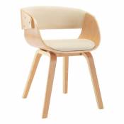 Chaise de salle à manger bois clair et simili cuir beige Onetop