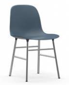 Chaise Form / Pied chromé - Normann Copenhagen bleu en plastique