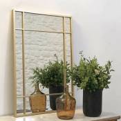 Decoclico Factory - Miroir Art Déco en métal doré 97 x 67 cm - Wallis - intérieur/extérieur - Or