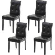 Décoshop26 - Lot de 4 chaises en synthétique noir pieds en bois foncé