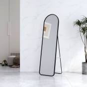 Emke - Miroir sur Pied 140 x 40 cm, Miroir Pleine Longueur avec cadre en aluminium pour Salon, Chambre, Vestiaire, Noir