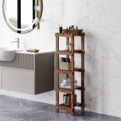 [en.casa] - tagère de salle de bain Kinnula bois de pin 110 x 30 x 30 cm bois foncé
