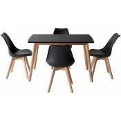 Happy Garden - Ensemble table extensible 120/160cm helga et 4 chaises nora noir - black