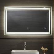 Helloshop26 - Miroir de salle de bain led tactile mural 3 en 1 éclairage blanc froid chaud neutre anti buée horloge numérique miroir lumineux
