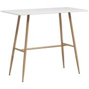 HOMCOM Table de bar rectangulaire 4 personne pieds en acier effet bois assemblage facile 120 x 60 x 98 cm blanc