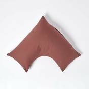 Homescapes - Taie d'oreiller spécial oreiller cervical en coton égyptien 200 fils Forme v marron - Marron