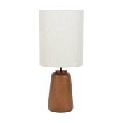 Lampe en bois massif et en tissu blanc 74,5 cm Mokuzaï