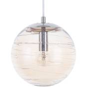 Lampe Suspension Type Boule en Verre Gris Transparent Motif Rainures E14 Max. 40W pour Éclairage Élégant de Salle à Manger ou Salon Moderne Beliani