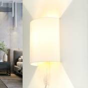 Licht-erlebnisse - Applique murale d'intérieur Alice au design Loft de style moderne en tissu blanc avec câble E27 - Blanc - Blanc